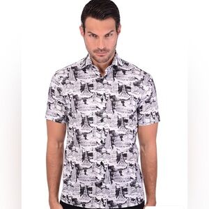 Bertigo Monochrome Graphic Men's Casual Shirt Sz L